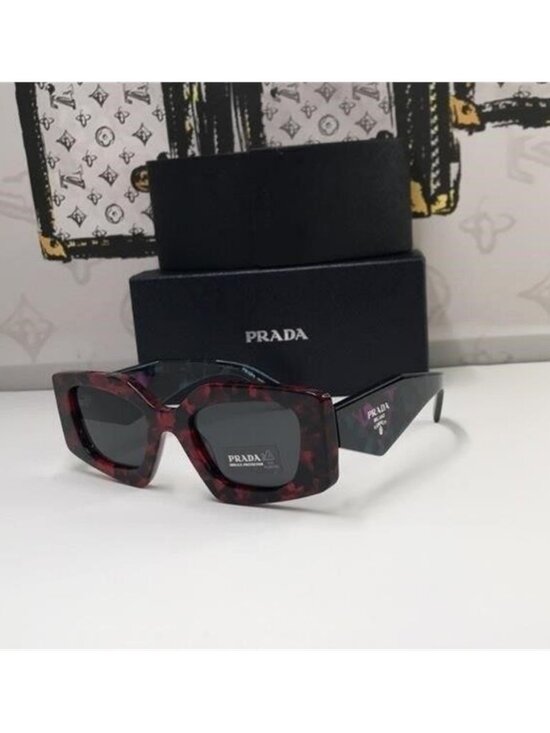 New Authentic Prada Red Tortoise Shell Sunglasses main image 7